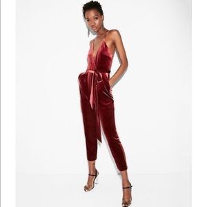 Express red velvet jumpsuit